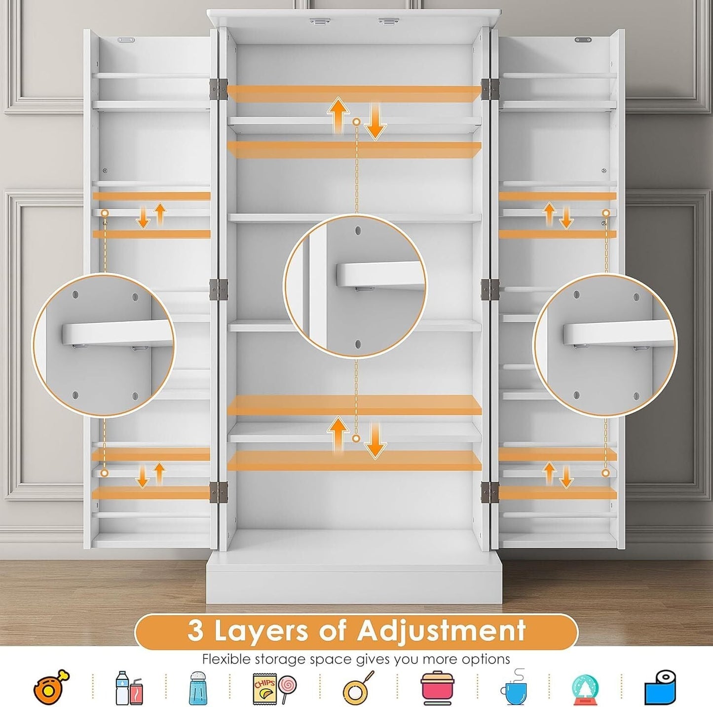 ๐ฅ Hot Sale 47" Kitchen Sideboard with LED, Drawers and Adjustable Shelves