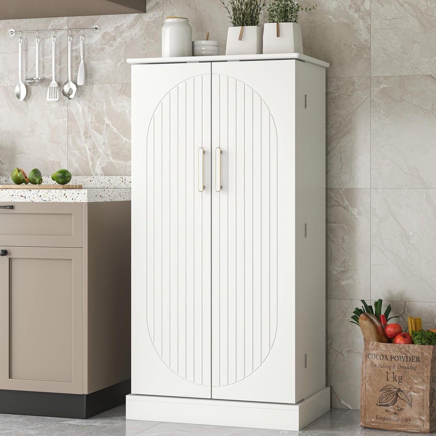 🔥 Hot Sale 47" Kitchen Sideboard with LED, Drawers and Adjustable Shelves