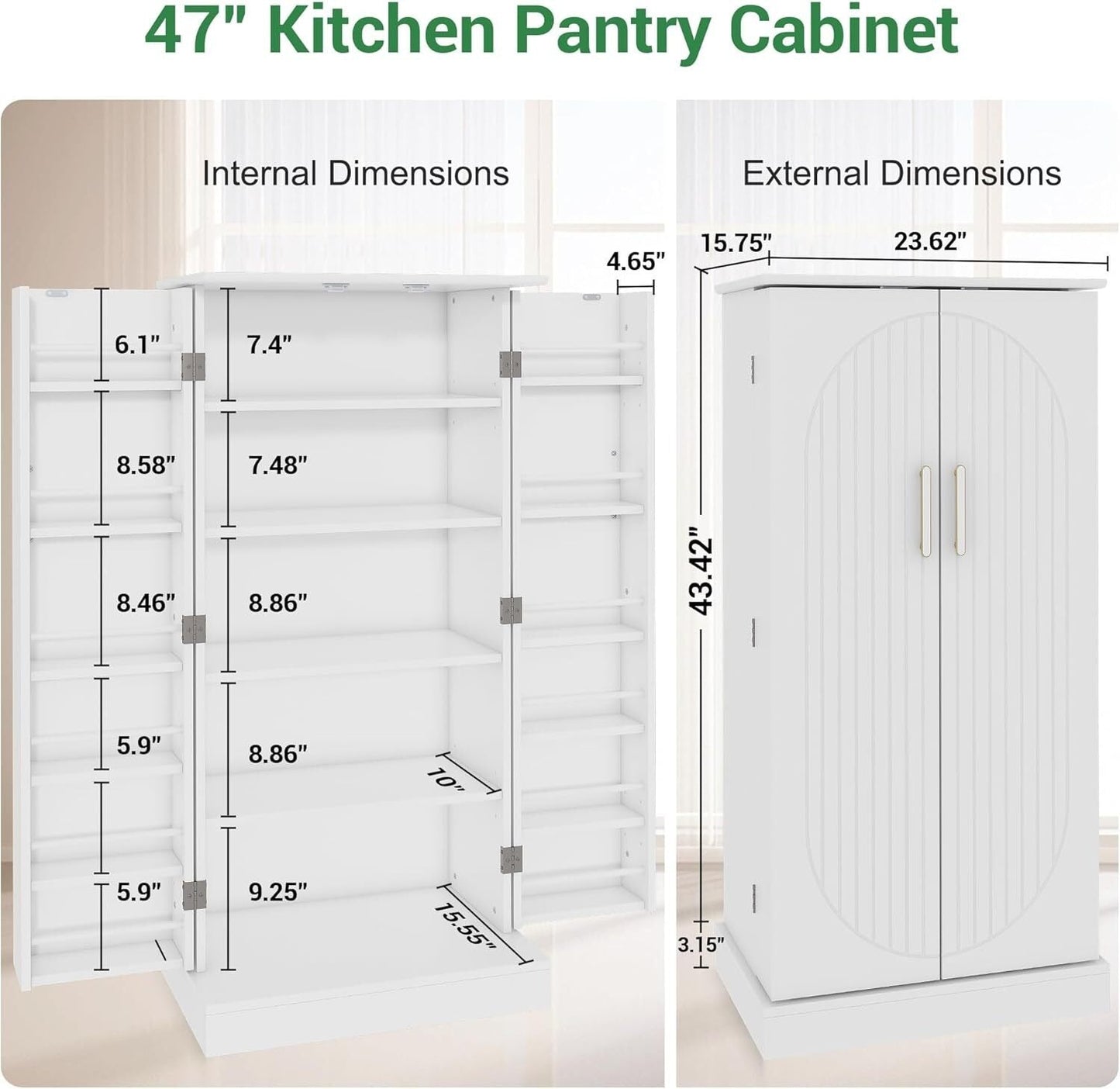 🔥 Hot Sale 47" Kitchen Sideboard with LED, Drawers and Adjustable Shelves