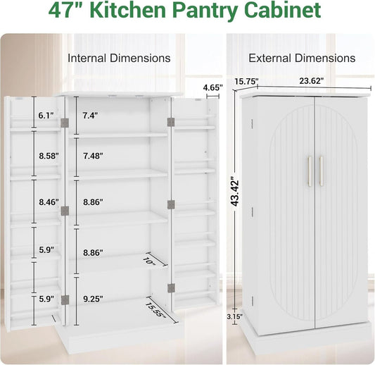 🔥 Hot Sale 47" Kitchen Sideboard with LED, Drawers and Adjustable Shelves
