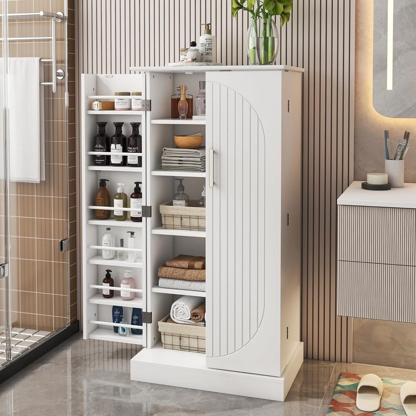 🔥 Hot Sale 47" Kitchen Sideboard with LED, Drawers and Adjustable Shelves