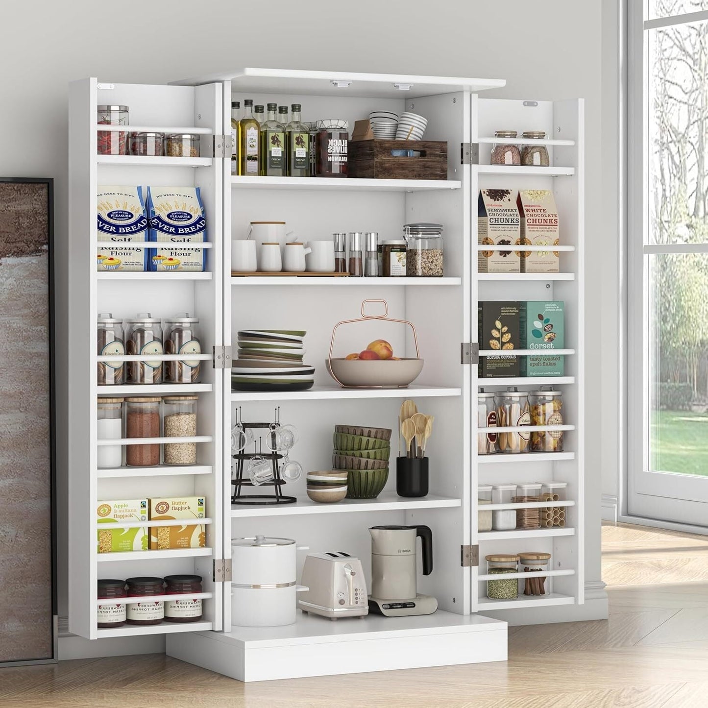 🔥 Hot Sale 47" Kitchen Sideboard with LED, Drawers and Adjustable Shelves