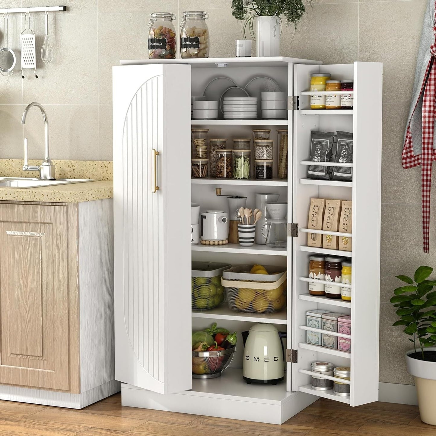 🔥 Hot Sale 47" Kitchen Sideboard with LED, Drawers and Adjustable Shelves
