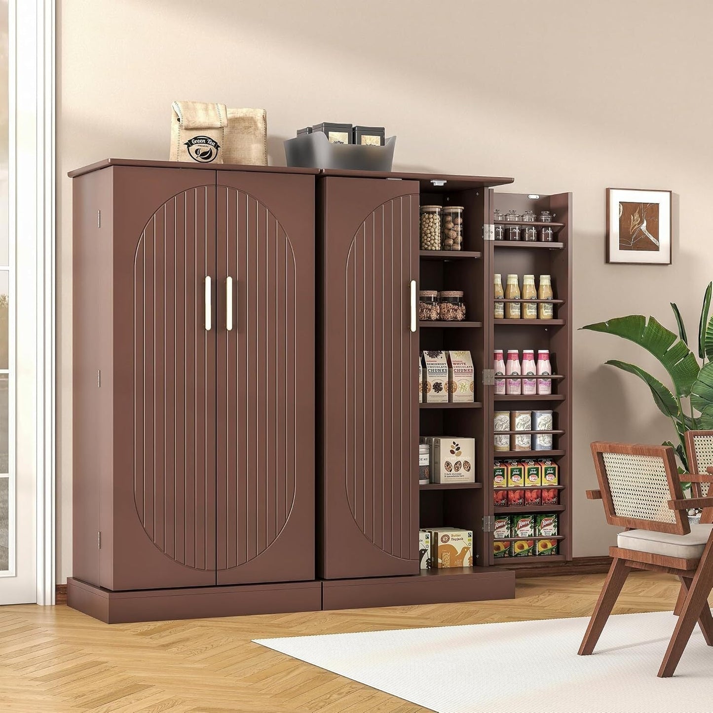 🔥 Hot Sale 47" Kitchen Sideboard with LED, Drawers and Adjustable Shelves